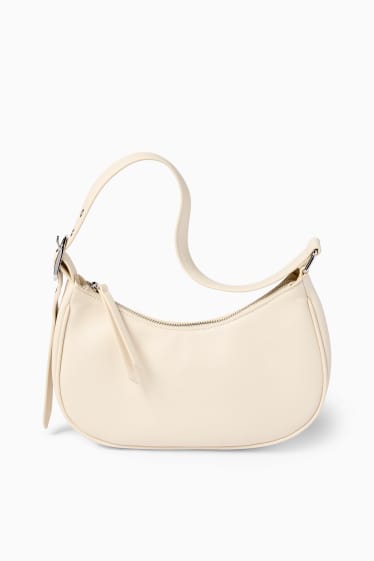Damen - Schultertasche - Lederimitat - cremeweiss