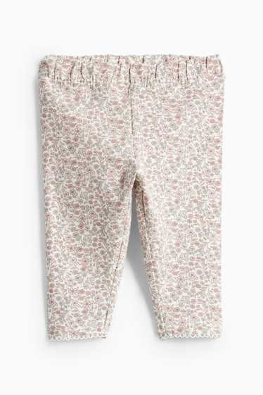 Baby: meisjes - Bloemetjes - babyoutfit - 2-delig - crème wit