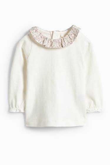 Baby: meisjes - Bloemetjes - babyoutfit - 2-delig - crème wit