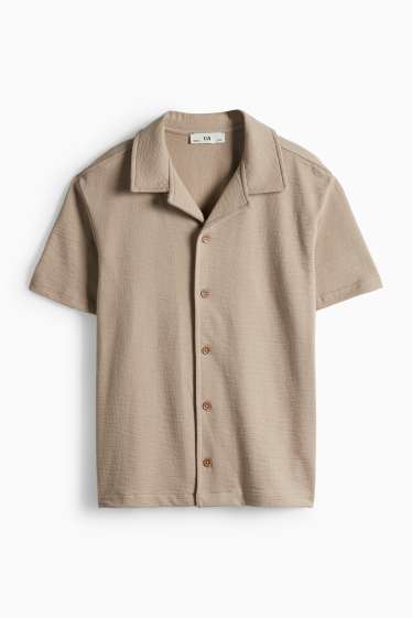 Kinder Buben - Hemd - strukturiert - taupe