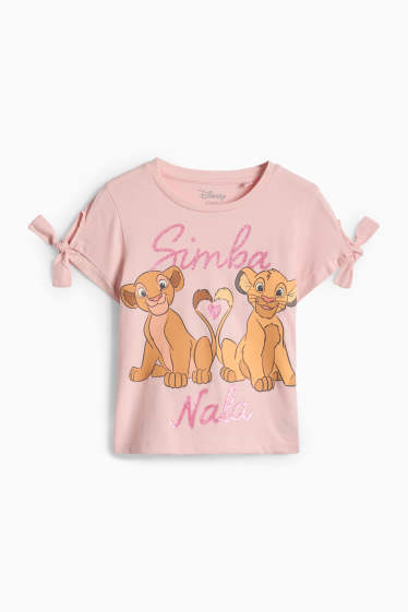 Děti - dívky - Lví král - tričko s krátkým rukávem s detaily uzlů - růžová