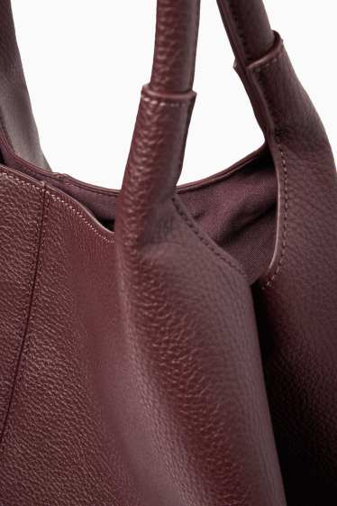 Women - Large shopper - faux leather - bordeaux