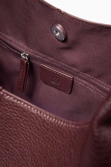 Women - Large shopper - faux leather - bordeaux