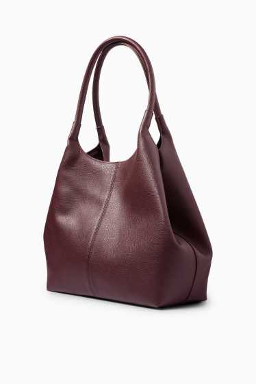 Women - Large shopper - faux leather - bordeaux
