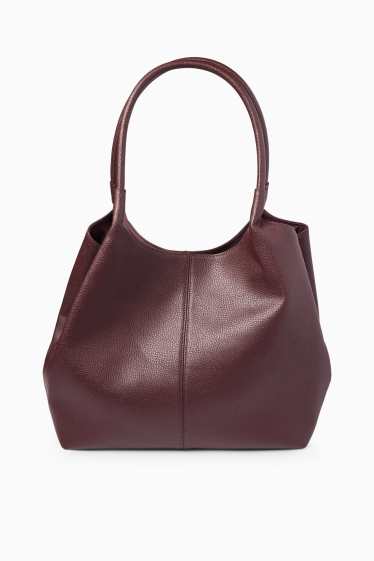 Women - Large shopper - faux leather - bordeaux