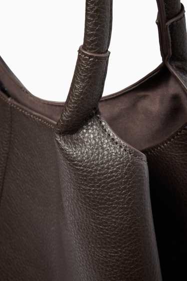 Women - Large shopper - faux leather - dark brown