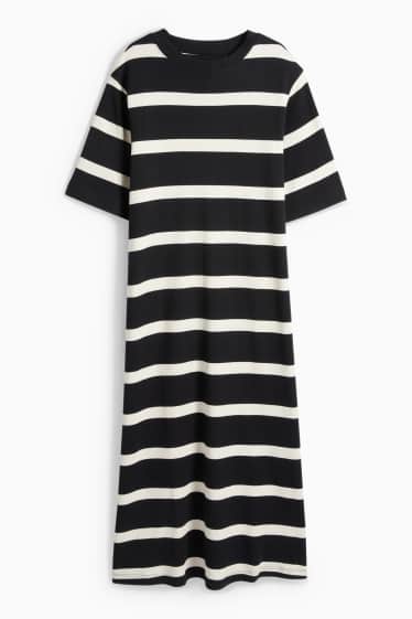 Femei - Rochie-tricou - cu dungi - negru / nej