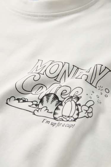 Pánské - Tričko - relaxed fit - Garfield - krémově bílá