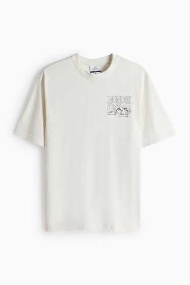Pánské - Tričko - relaxed fit - Garfield - krémově bílá