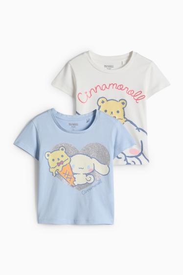 Kinder Mädchen - Multipack 2er - Cinnamoroll - Kurzarmshirt - Glanz-Effekt - weiss / hellblau