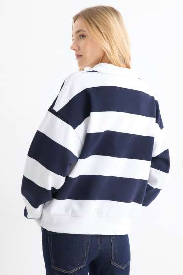 Women - Sweatshirt - striped - dark blue / white