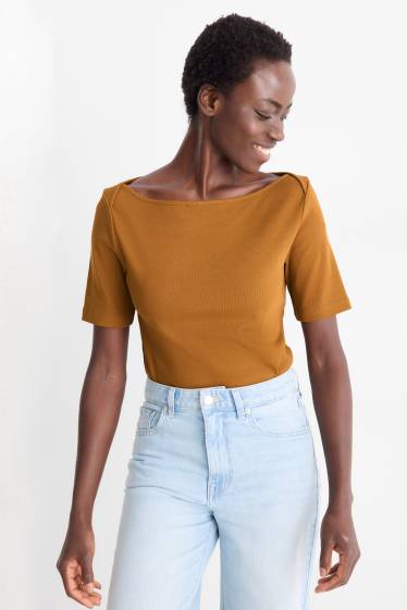 Femei - Tricou - regular fit - reiat - maro deschis