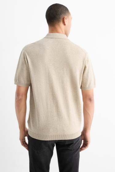 Uomo - Polo in maglia - regular fit - beige chiaro