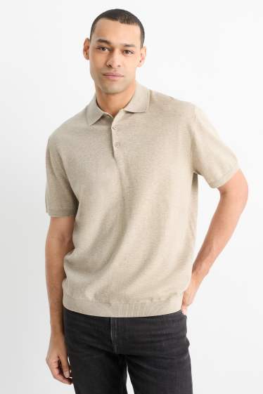Uomo - Polo in maglia - regular fit - beige chiaro