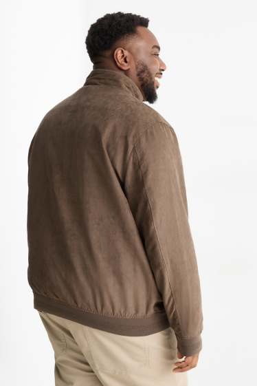 Pánské - Blouson - imitace semiše - tmavohnědá