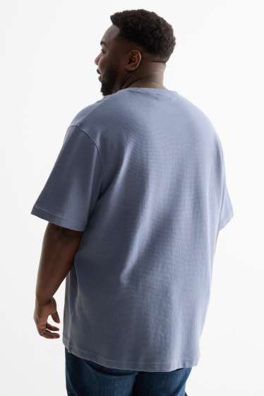 Herren - T-Shirt - Relaxed Fit - gerippt - blau