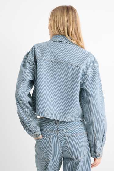 Femmes - Chemise-blouse en jean - à rayures - blanc / bleu