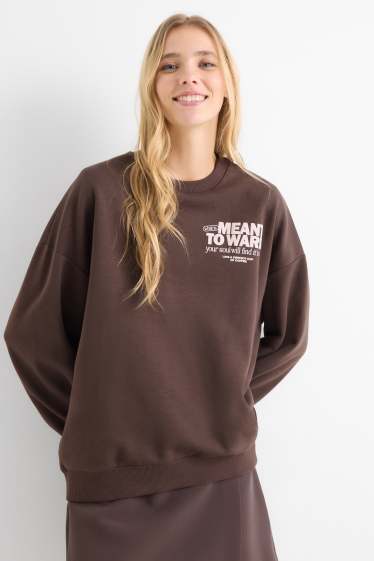 Dames - Oversized sweatshirt - donkerbruin
