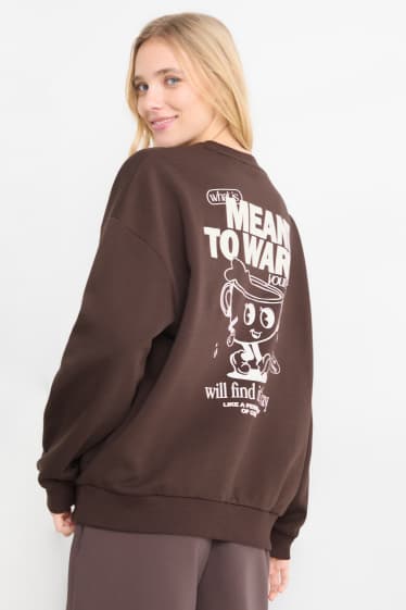 Dames - Oversized sweatshirt - donkerbruin