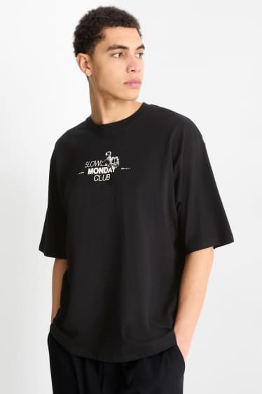 Herren - T-Shirt - Oversized - Garfield - schwarz