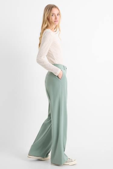 Femei - Pantaloni de stofă - talie medie - straight leg - verde
