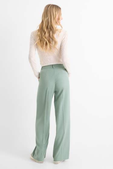 Femei - Pantaloni de stofă - talie medie - straight leg - verde