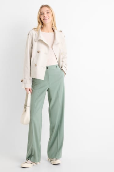 Femei - Pantaloni de stofă - talie medie - straight leg - verde