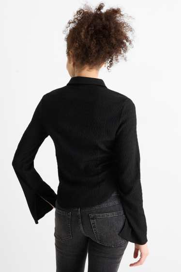 Women - Shirt blouse - smocked - black