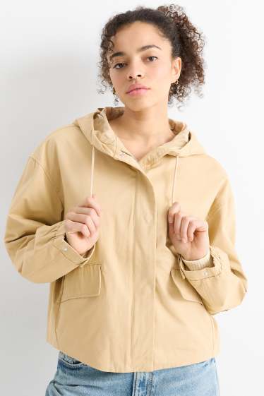 Femei - Jachetă cu glugă - bej