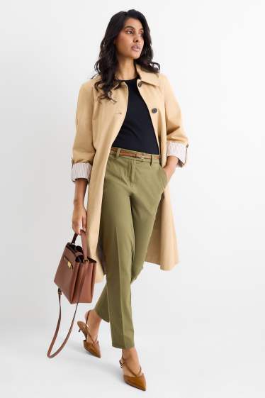 Femmes - Pantalon de toile à ceinture - midwaist - tapered fit - vert