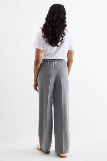 Dames - Pantalon - mid waist - wide leg - grijs