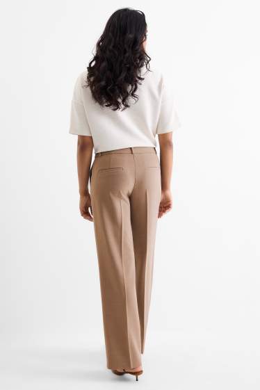 Damen - Business-Hose - Mid Waist - Wide Leg - taupe