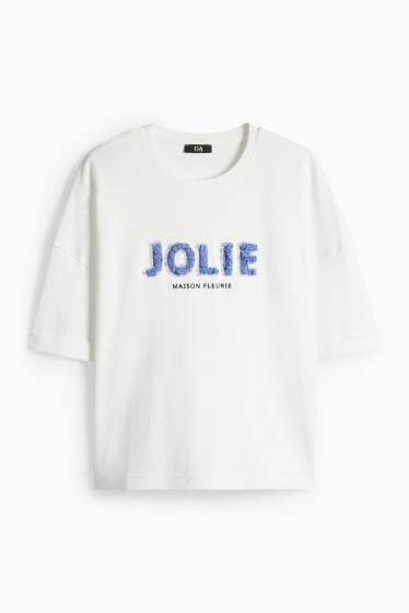 Damen - T-Shirt - Relaxed Fit - cremeweiß