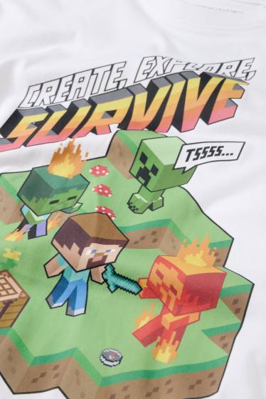 Children Boys - Minecraft - short sleeve T-shirt - white / green