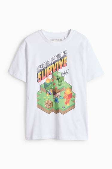Children Boys - Minecraft - short sleeve T-shirt - white / green