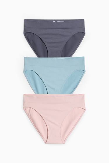 Damen - Multipack 3er - Slip - seamless - rosa / blau