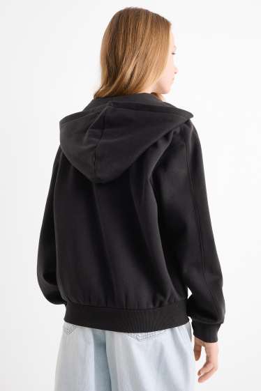 Copii - Fete - Hanorac cu fermoar și glugă - negru