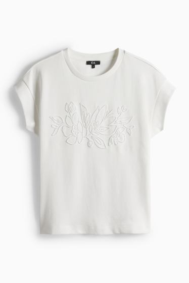 Dámské - Tričko - regular fit - krémově bílá