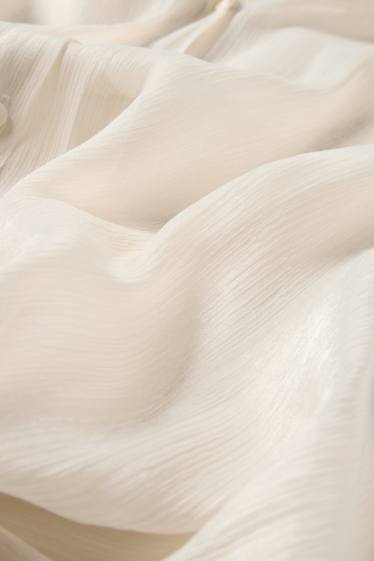 Women - Blouse with knot detail - shiny - cremewhite