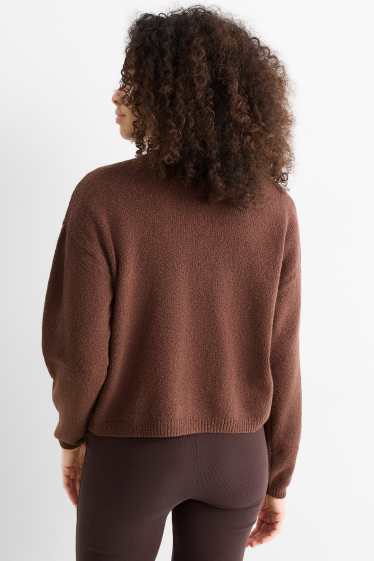 Dámské - Pletený kardigan - tmavohnědá