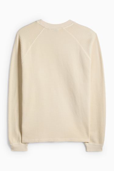 Hommes - Haut à manches longues - relaxed fit - finition texturée - blanc crème