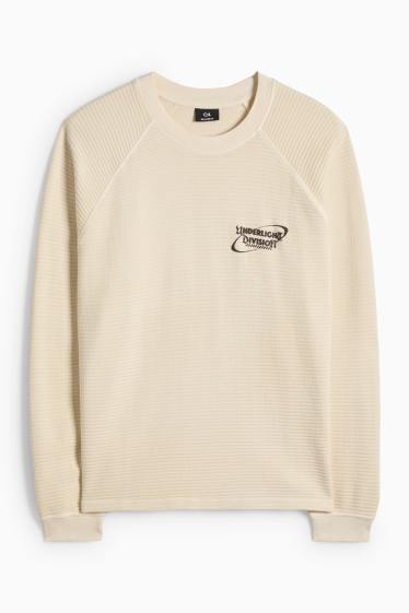 Hommes - Haut à manches longues - relaxed fit - finition texturée - blanc crème