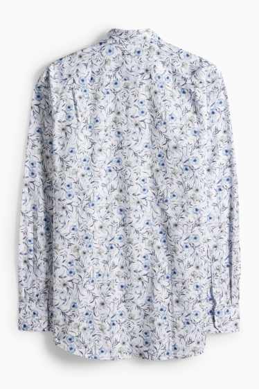 Home - Camisa - blau fosc / blanc