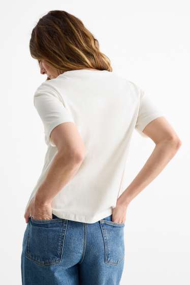 Dames - T-shirt - regular fit - glanseffect - wit