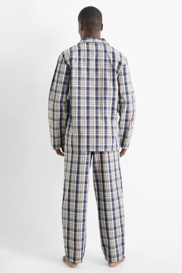 Bărbați - Pijama - în carouri - albastru