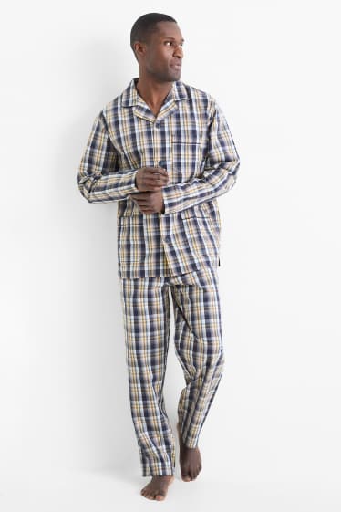 Bărbați - Pijama - în carouri - albastru