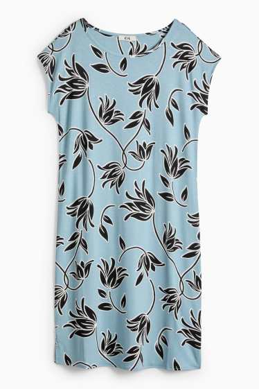 Femmes - Chemise de nuit en viscose - à fleurs - bleu