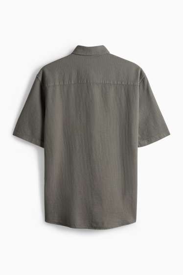 Bărbați - Cămașă - regular fit - guler Kent - structurată - verde închis