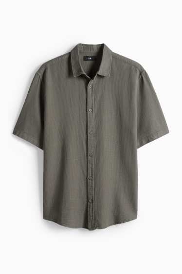 Bărbați - Cămașă - regular fit - guler Kent - structurată - verde închis