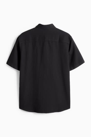 Bărbați - Cămașă - regular fit - guler Kent - structurată - negru